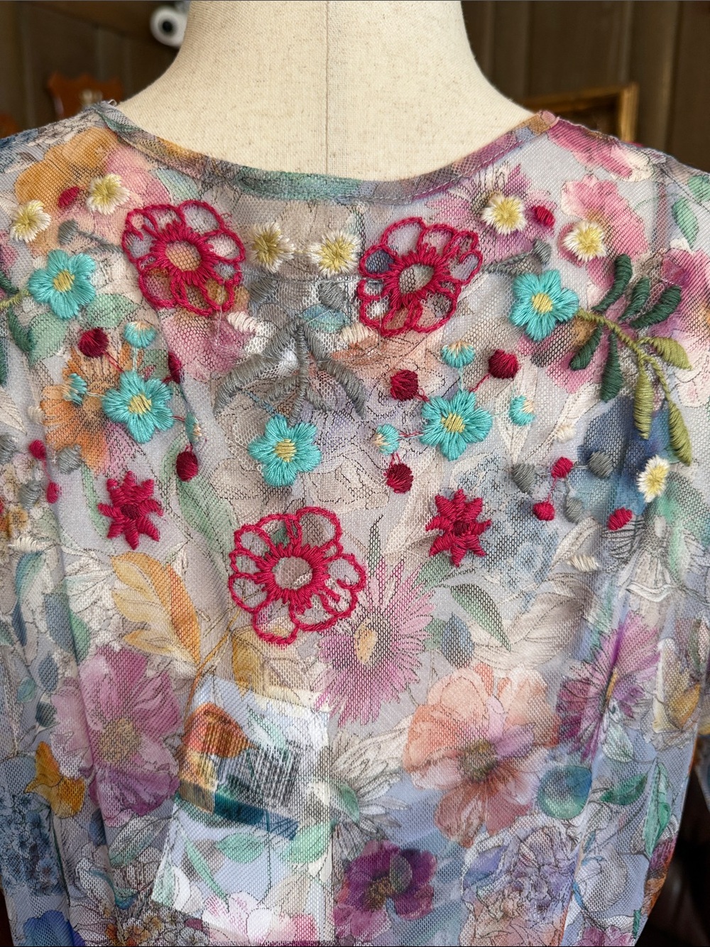 Johnny Was Mazzy Ruched Dress Flora Embroidered Maxi Dress - Picture 5 of 15